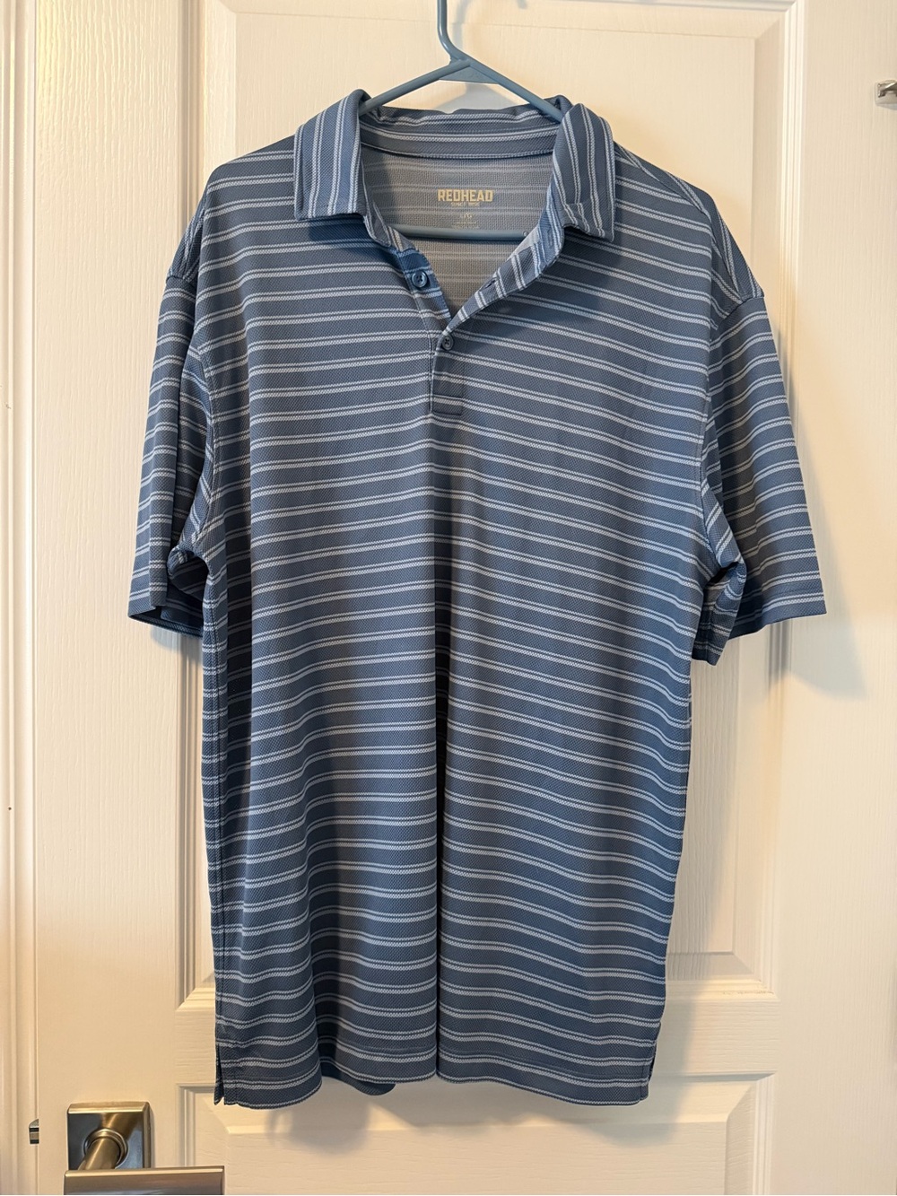 RedHead Men's Light Blue & White Horizontal Stripe Polo